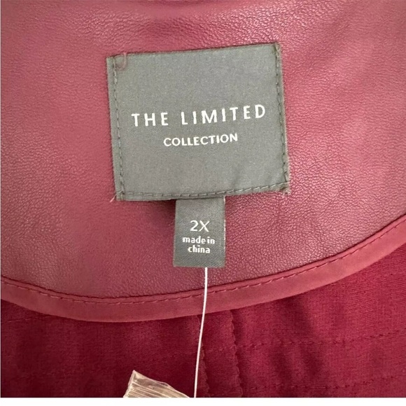 The Limited Wonen Faux Suede Pieced Open Moto Jacket Oxblood Red 2X - Picture 12 of 16